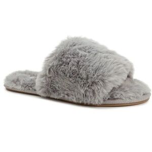 Lilly grey faux fur slippers